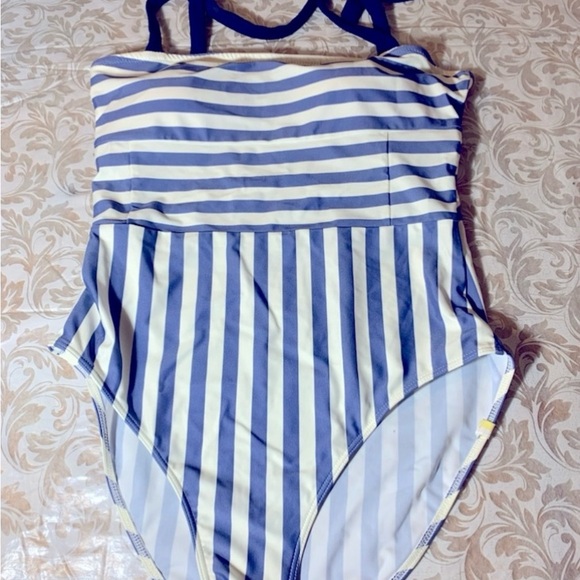 Summersalt Blue Striped Oasis Swimsuit Size 8 - Picture 2 of 5